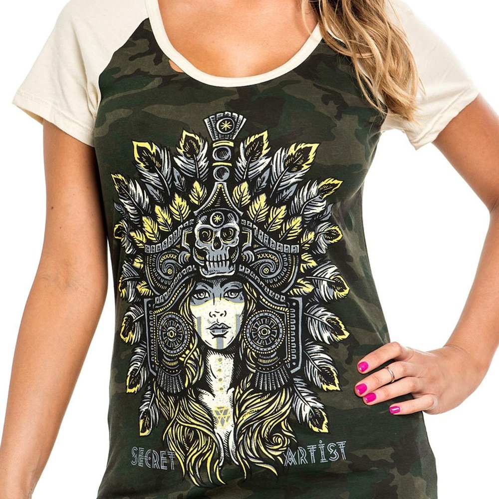 Secret Artist Zuma SW311 Women`s Short Sleeve Scoop Neck Top By Affliction.